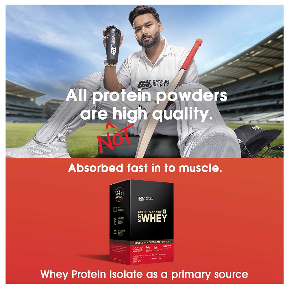 3 - ON (Optimum Nutrition) Gold Standard 100% Whey Protein,  5 sachets/pack  Double Rich Chocolate 