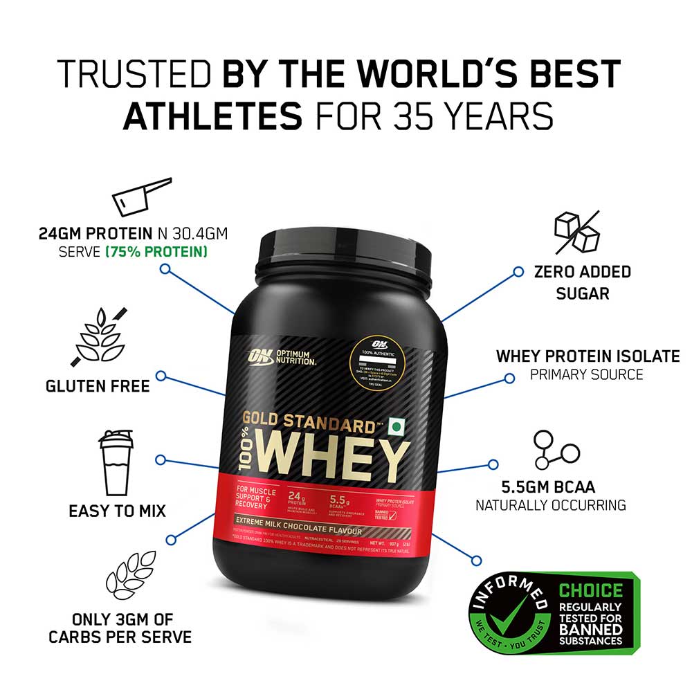 2 - ON (Optimum Nutrition) Gold Standard 100% Whey Protein,  2 lb  Extreme Milk Chocolate 