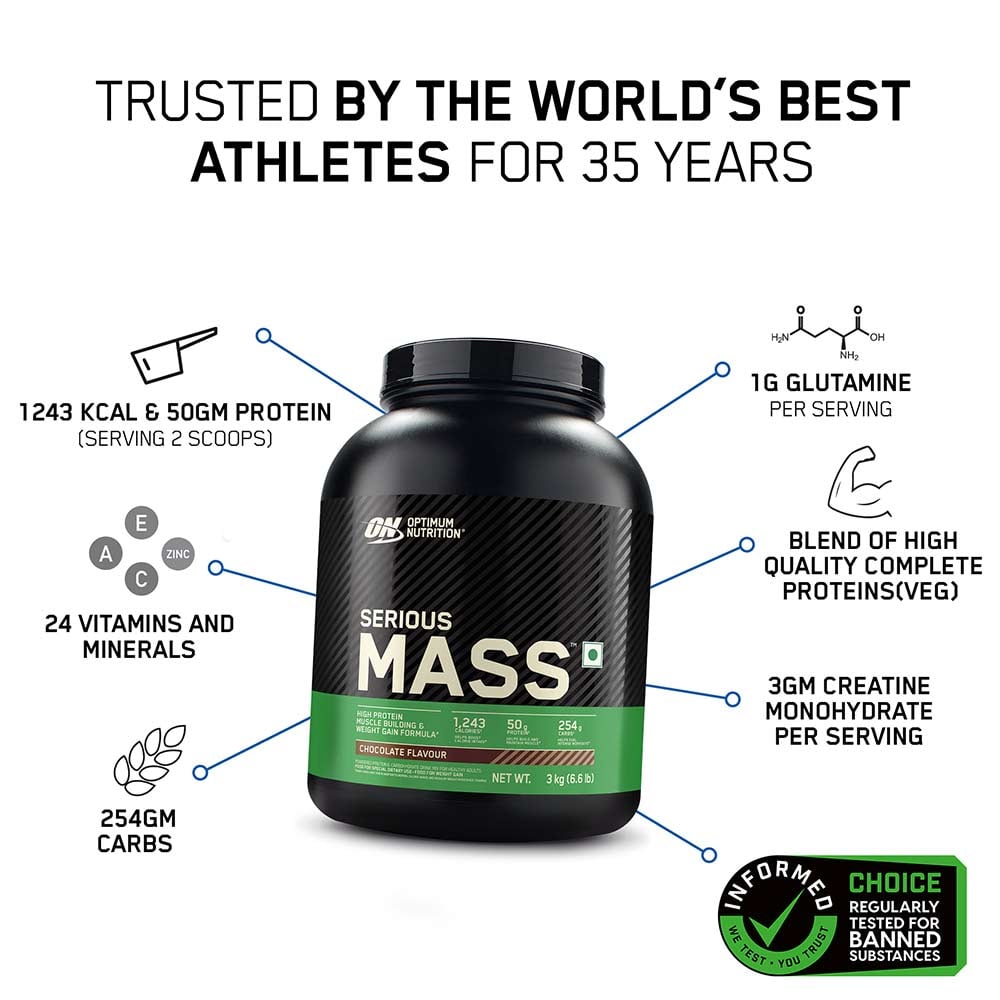 2 - ON (Optimum Nutrition) Serious Mass,  6.6 lb  Vanilla 