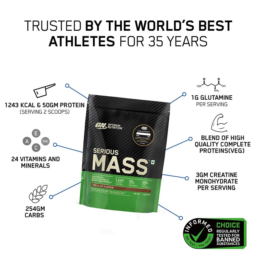 2 - ON (Optimum Nutrition) Serious Mass,  2.2 lb  Vanilla 