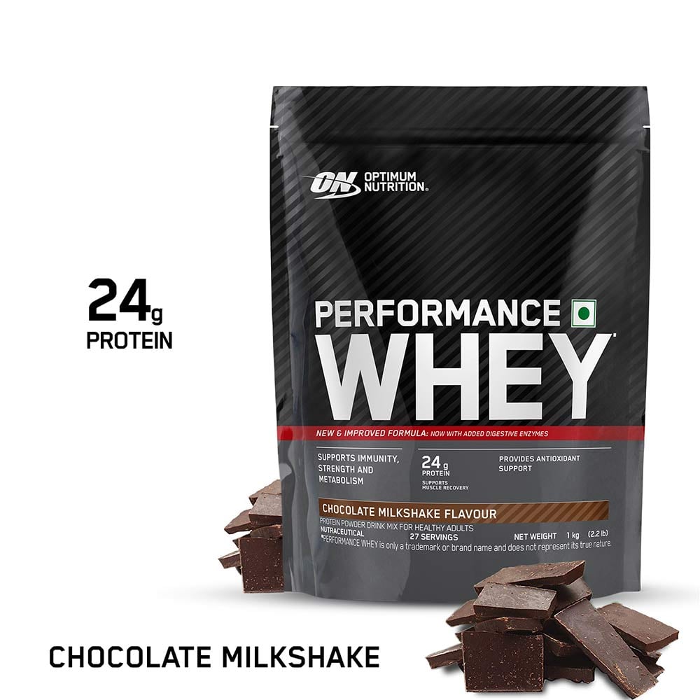 8 - ON (Optimum Nutrition) Performance Whey,  2.2 lb  Chocolate Milkshake (Pouch) 