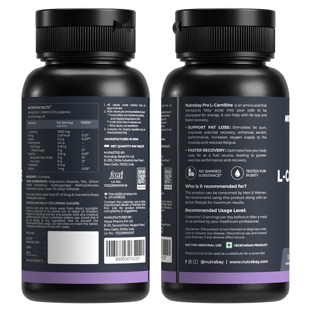 6 - Nutrabay Pro L-Carnitine,  60 tablet(s)  Unflavoured 