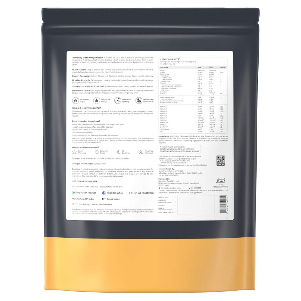6 - Nutrabay Gold Vital Whey Protein,  2.2 lb  Kesar Kulfi 