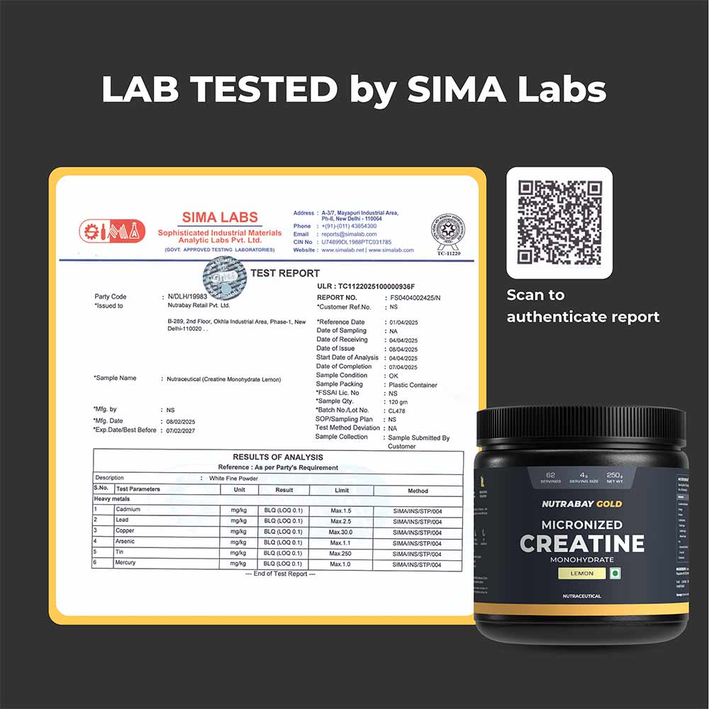 5 - Nutrabay Gold Micronised Creatine Monohydrate,  Lemon  0.55 lb 