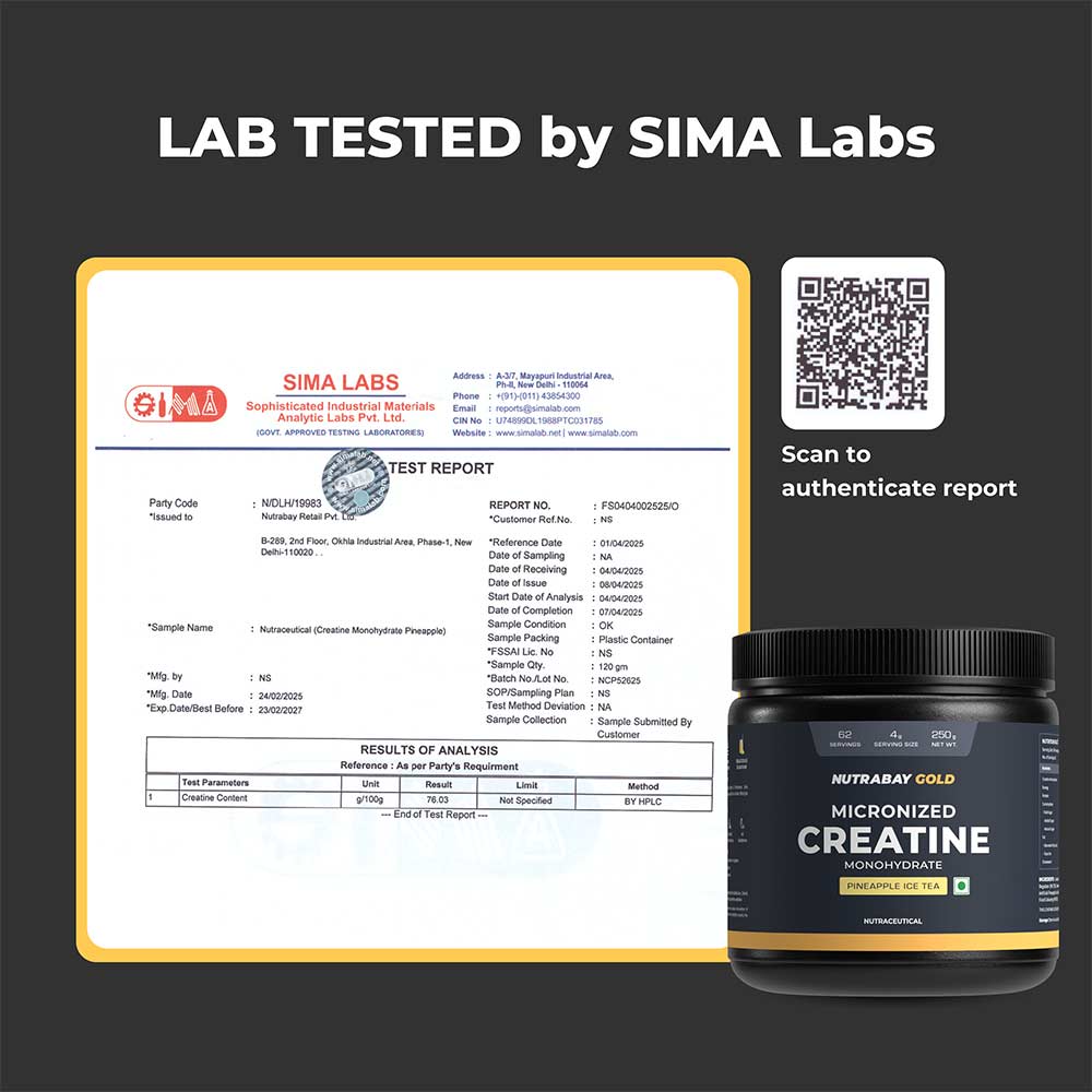 4 - Nutrabay Gold Micronised Creatine Monohydrate,  Pineapple Ice Tea  0.55 lb 
