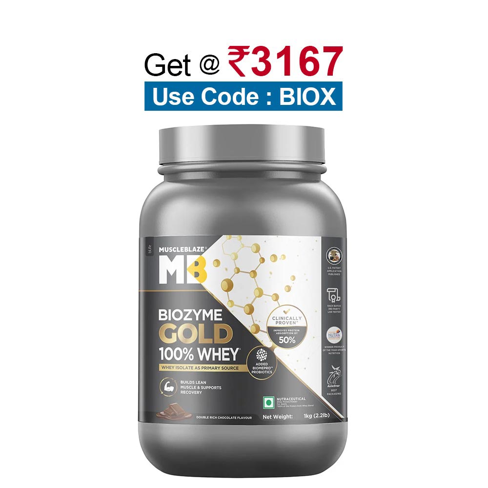 MuscleBlaze Biozyme Gold 100% Whey,  2.2 lb  Double Rich Chocolate 