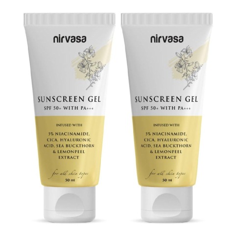 1 - Nirvasa Sunscreen Gel with 5% Niacinamide,  50 ml  SPF 50+ with PA+++ (Pack of 2) 