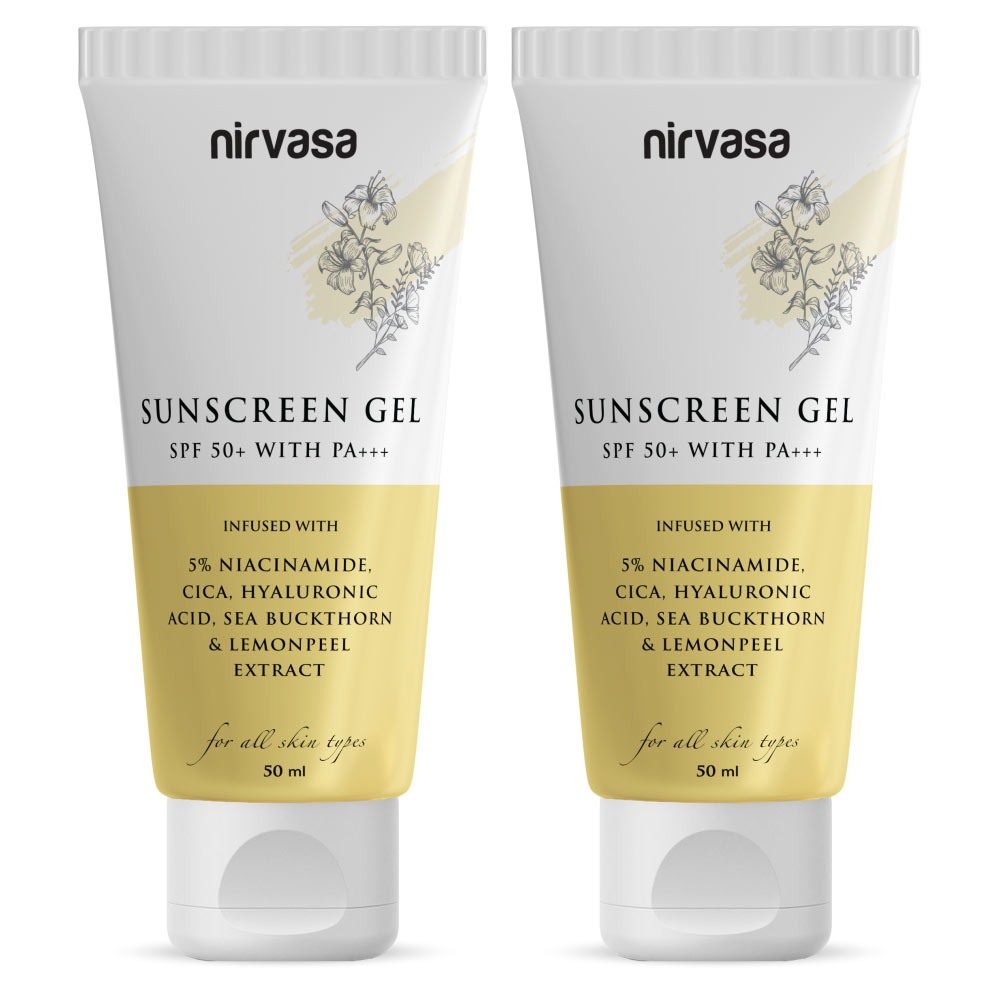 1 - Nirvasa Sunscreen Gel with 5% Niacinamide,  50 ml  SPF 50+ with PA+++ (Pack of 2) 
