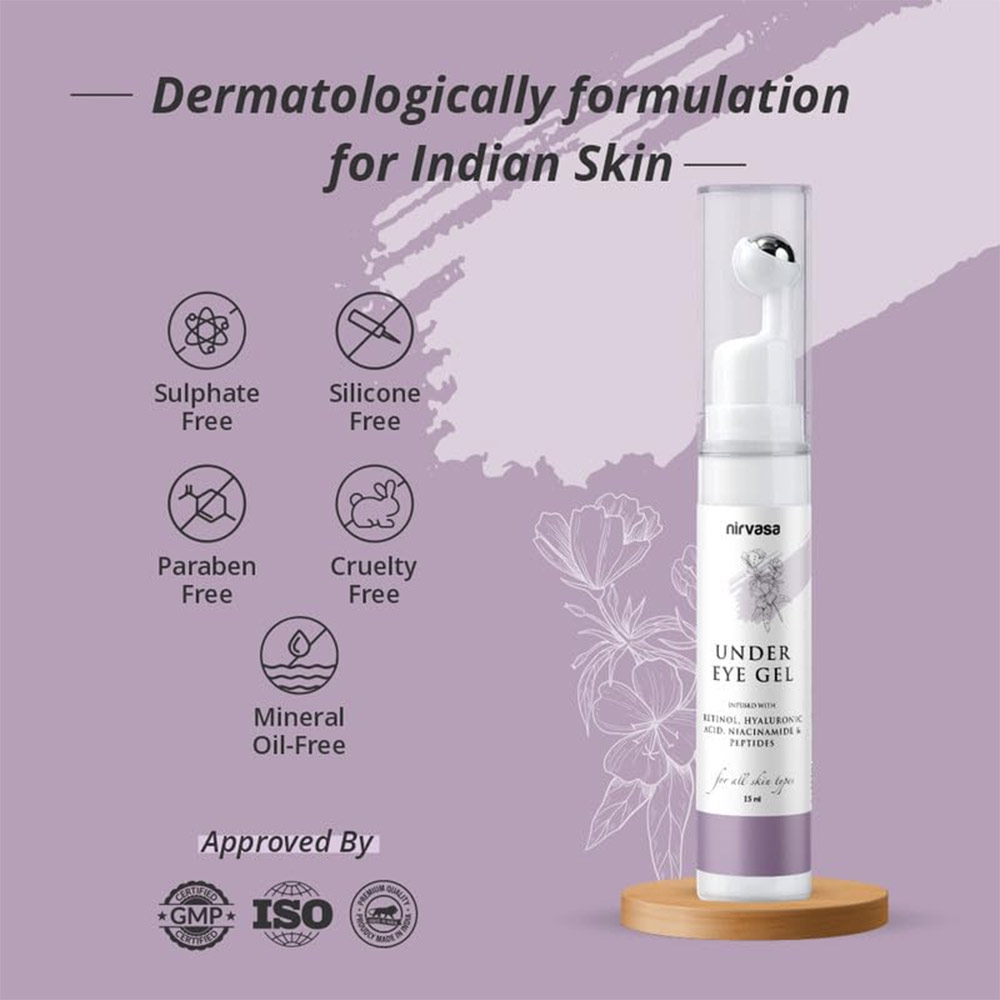 7 - Nirvasa Under Eye Gel Cream with Roll On,  15 ml  for All Skin Types (Pack of 2) 