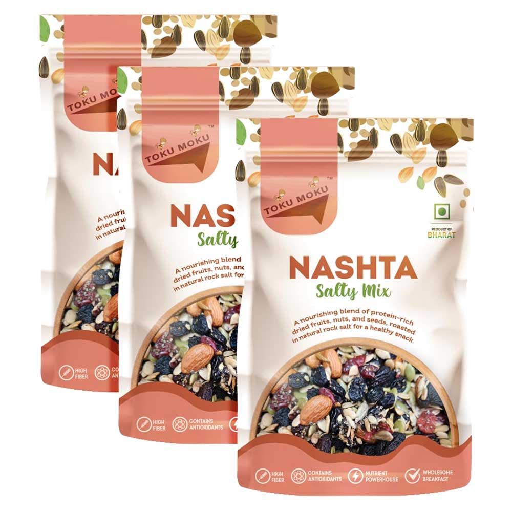 1 - TOKU MOKU Nashta Healthy Mixed Nuts with Dry Fruits,  Salty Mix (Pack of 3)  84 g 