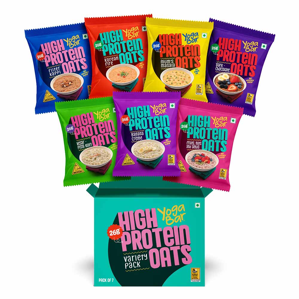 1 - Yogabar 26g High Protein Oats,  7 Piece(s)/Pack  Assorted 
