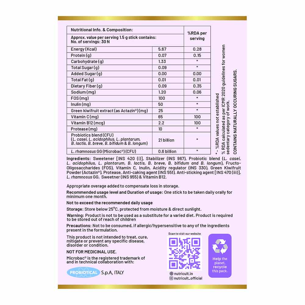 2 - NutriCult 21 Billion CFU Probiotics,  30 Stick(s)  Kiwi 
