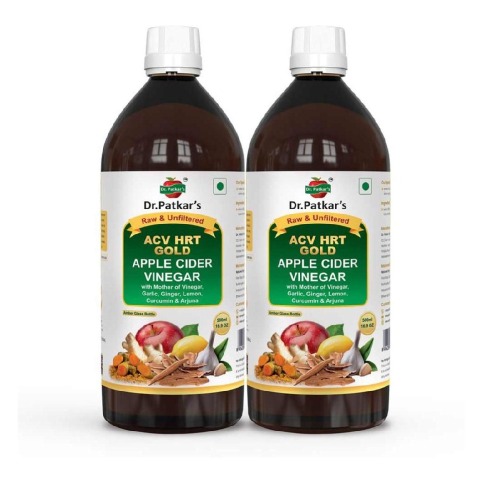 1 - Dr. Patkar's Apple Cider Vinegar (ACV HRT GOLD),  500 ml  Raw & Unfiltered (Pack of 2) 