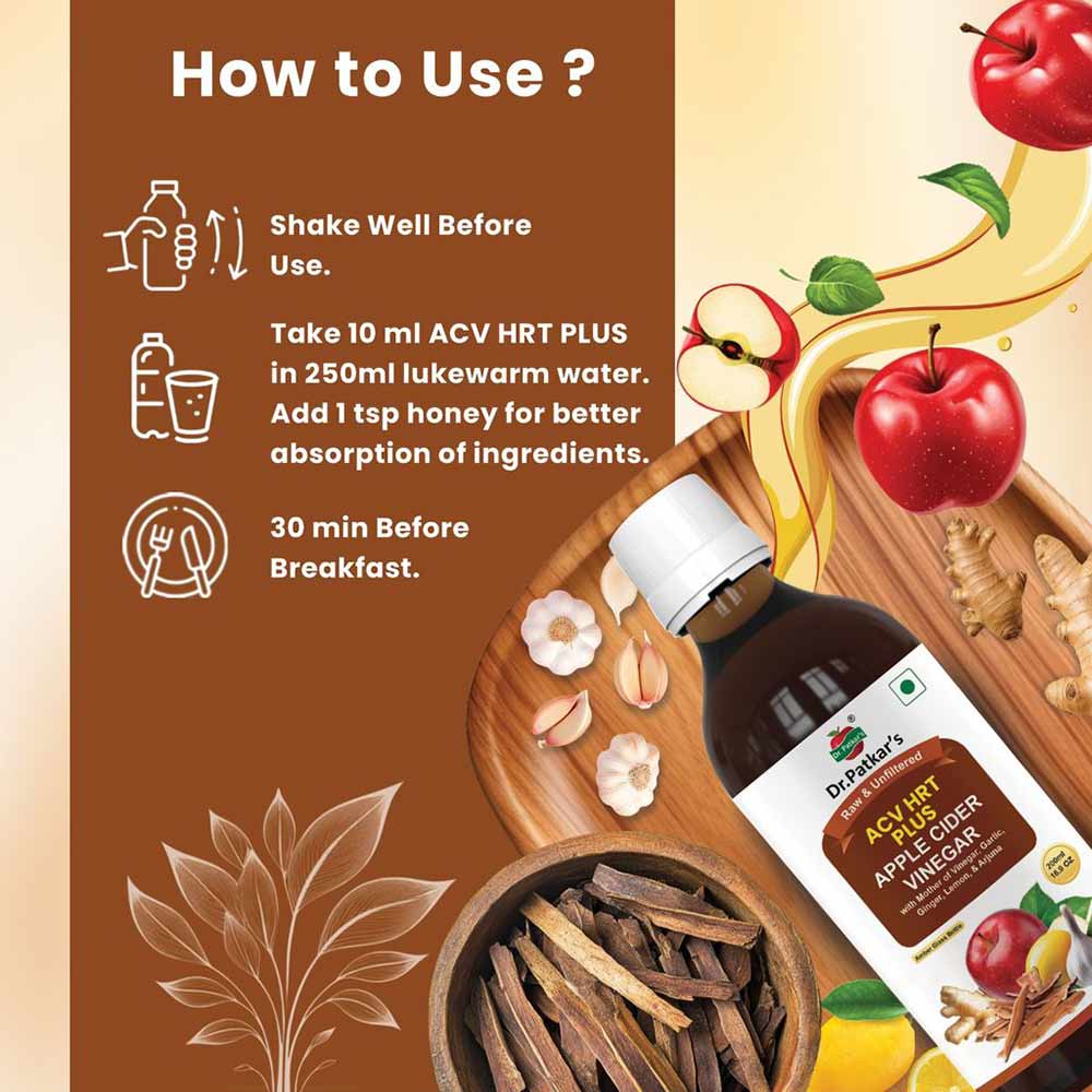 1 - Dr. Patkar's Apple Cider Vinegar (ACV HRT PLUS),  200 ml  Raw & Unfiltered 