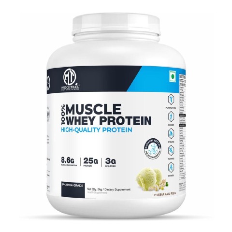 1 - Muscle Trail 100% Muscle Whey Protein, 4.4 lb Kesar Kaju Pista