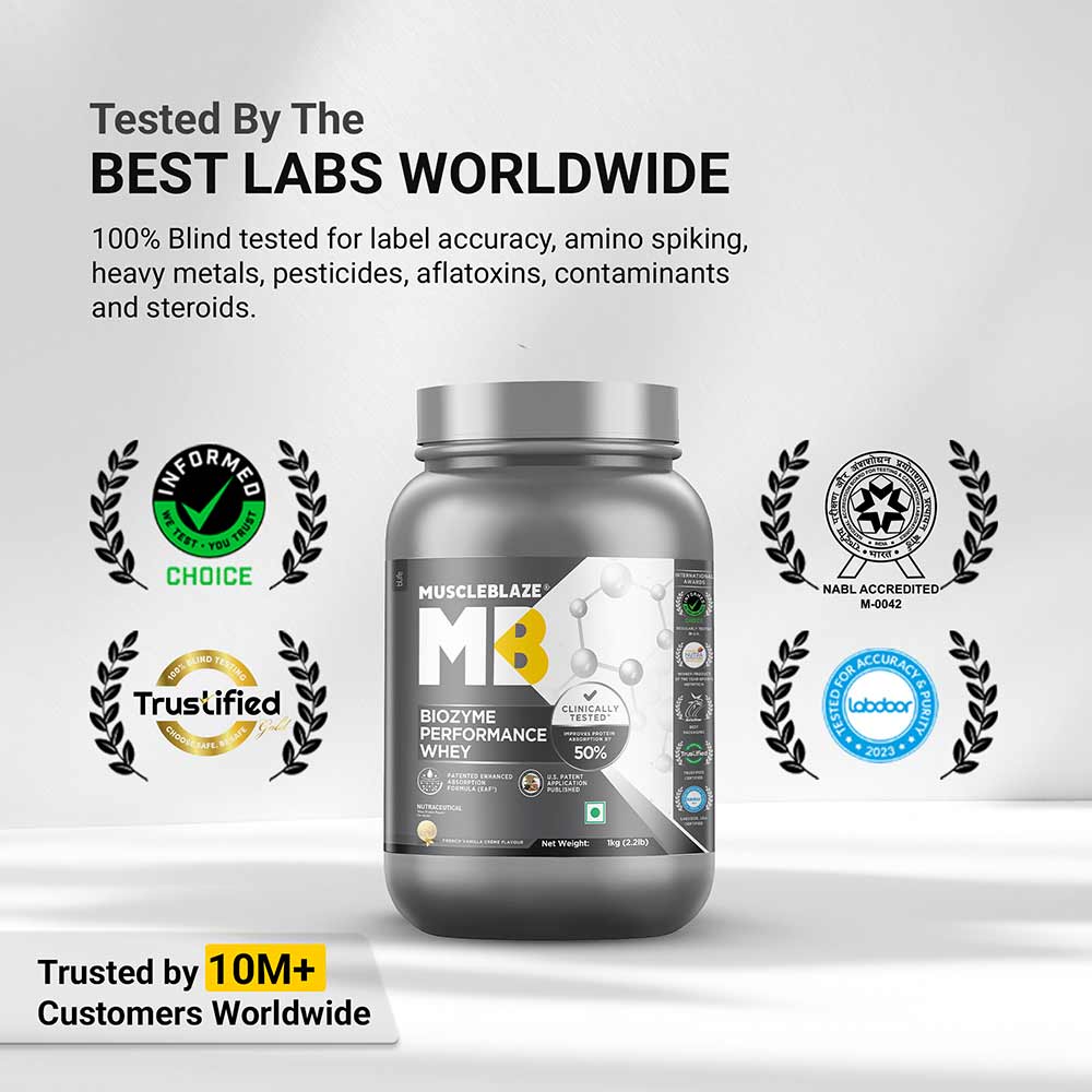 4 - MuscleBlaze Biozyme Performance Whey,  2.2 lb  French Vanilla Creme