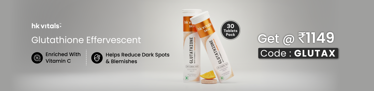 HealthKart HK Vitals Glutathione Effervescent, 30 tablet Range | Flat Rs. 150 Off | GLUTAX