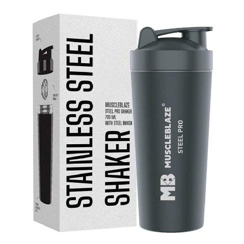 1 - MuscleBlaze Stainless Steel Shaker,  Stealth Black  700 ml 