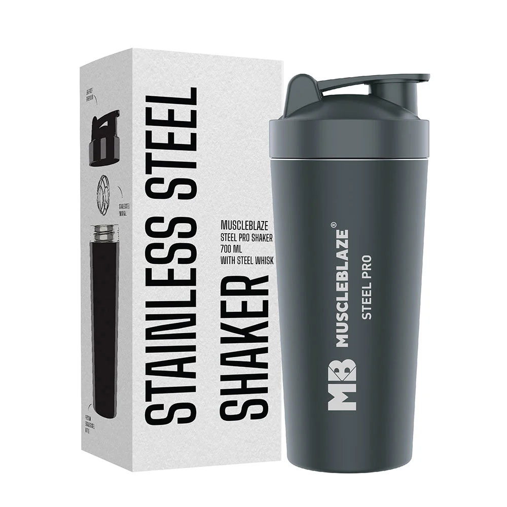 1 - MuscleBlaze Stainless Steel Shaker,  Stealth Black  700 ml 