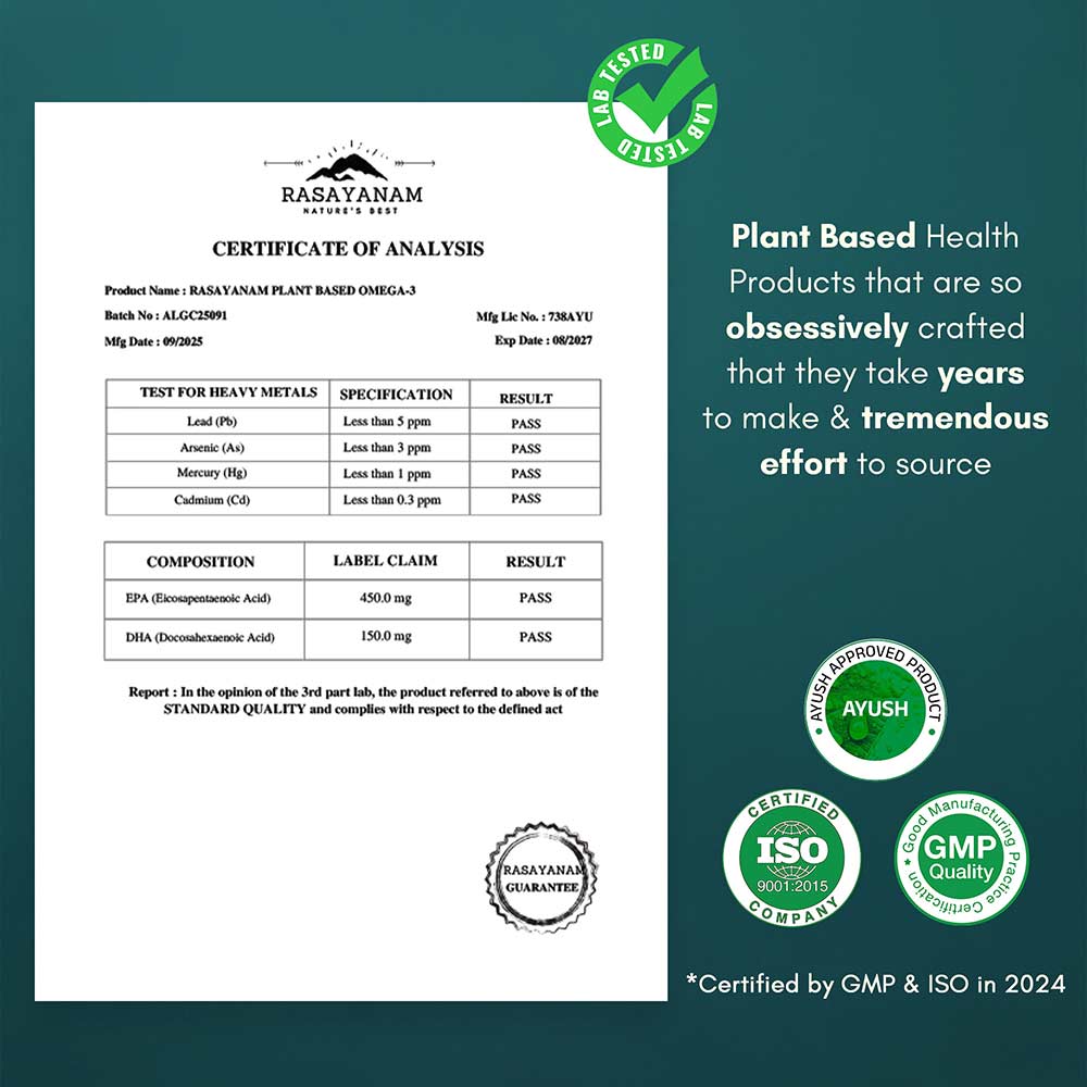 10 - Rasayanam Plant Based Omega 3,  60 capsules 