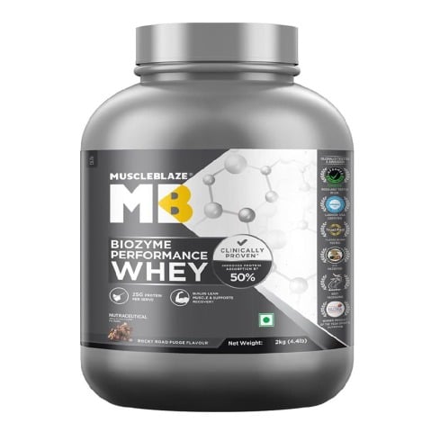 1 - MuscleBlaze Biozyme Performance Whey, 4.4 lb Rocky Road Fudge