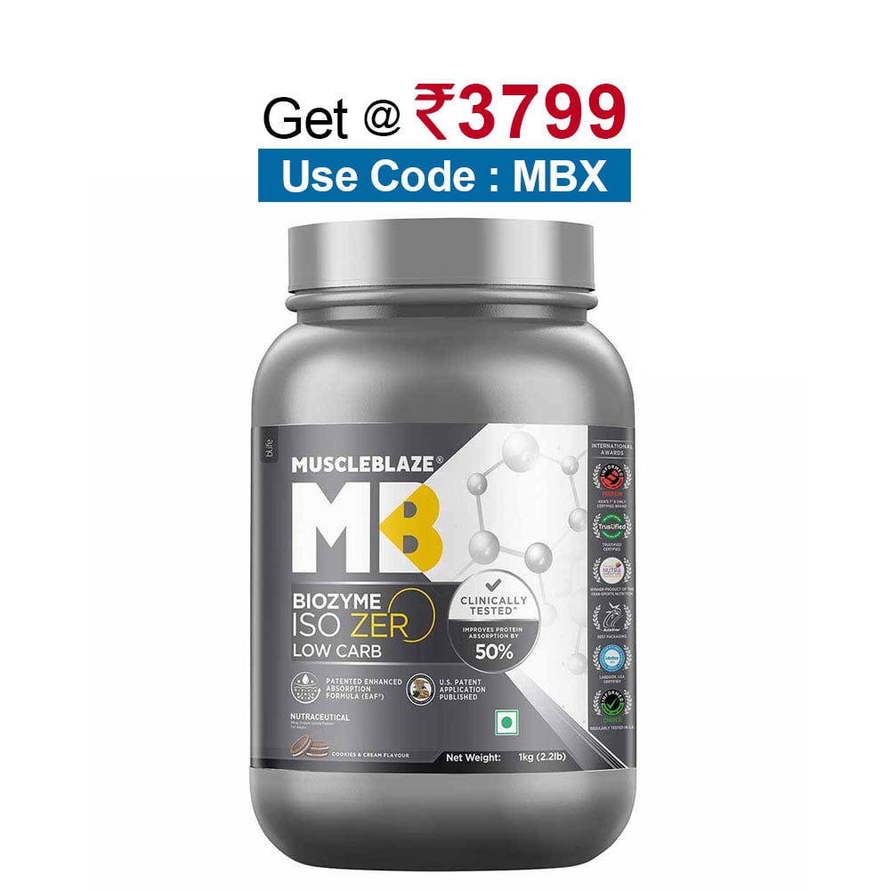 MuscleBlaze Biozyme Iso-Zero, 2.2 lb Low Carb Cookies & Cream