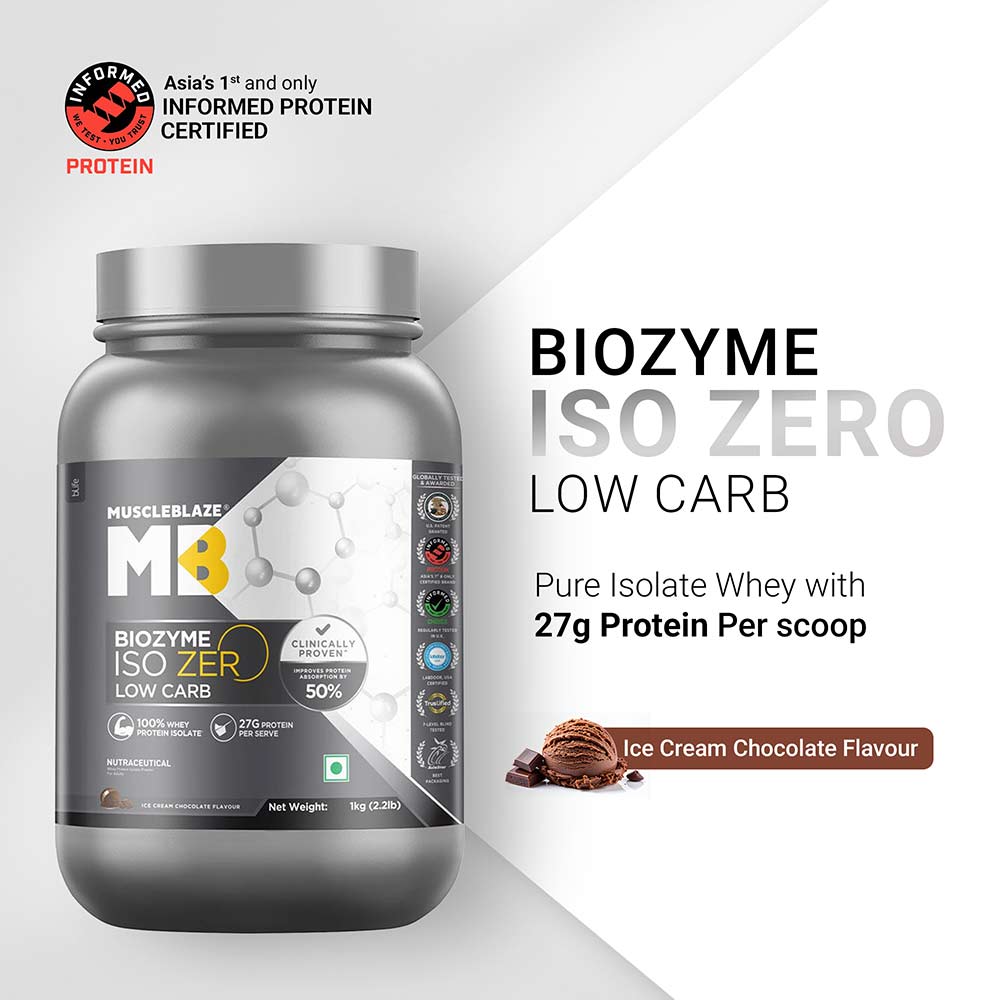 2 - MuscleBlaze Biozyme Iso-Zero, 2.2 lb Low Carb Ice Cream Chocolate
