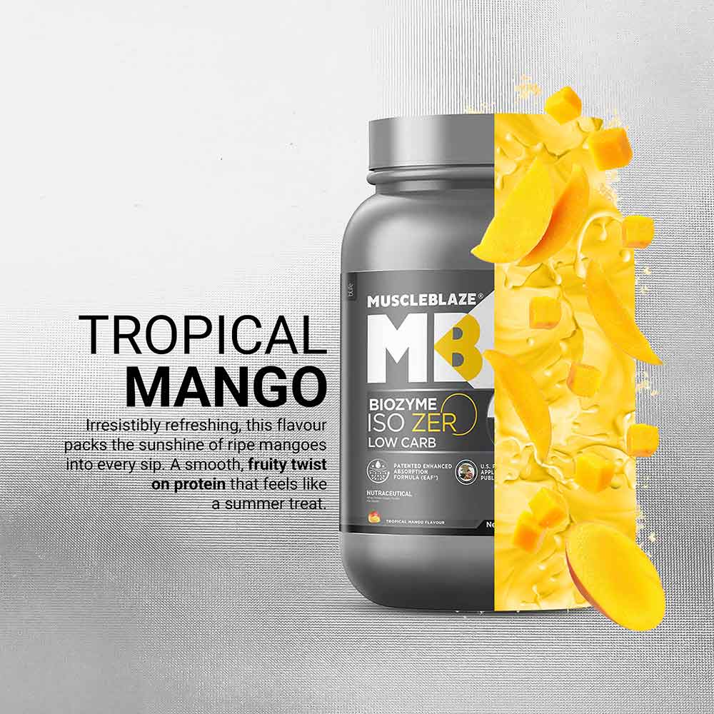 3 - MuscleBlaze Biozyme Iso-Zero,  2.2 lb  Low Carb Tropical Mango