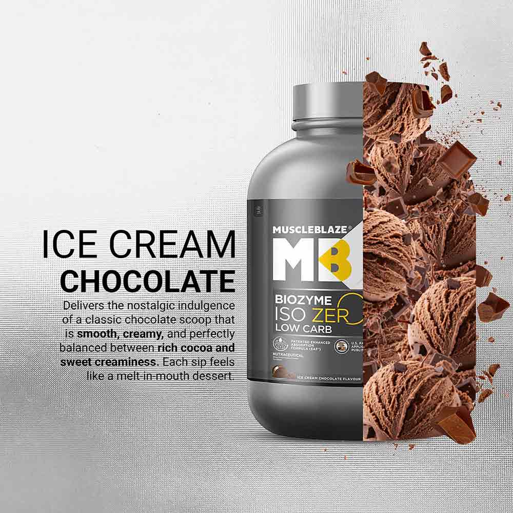 3 - MuscleBlaze Biozyme Iso-Zero, 4.4 lb Low Carb Ice Cream Chocolate