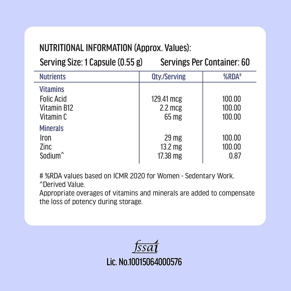 10 - HK Vitals Chelated Iron + with Zinc Vitamin B12 & Vitamin C,  60 capsules