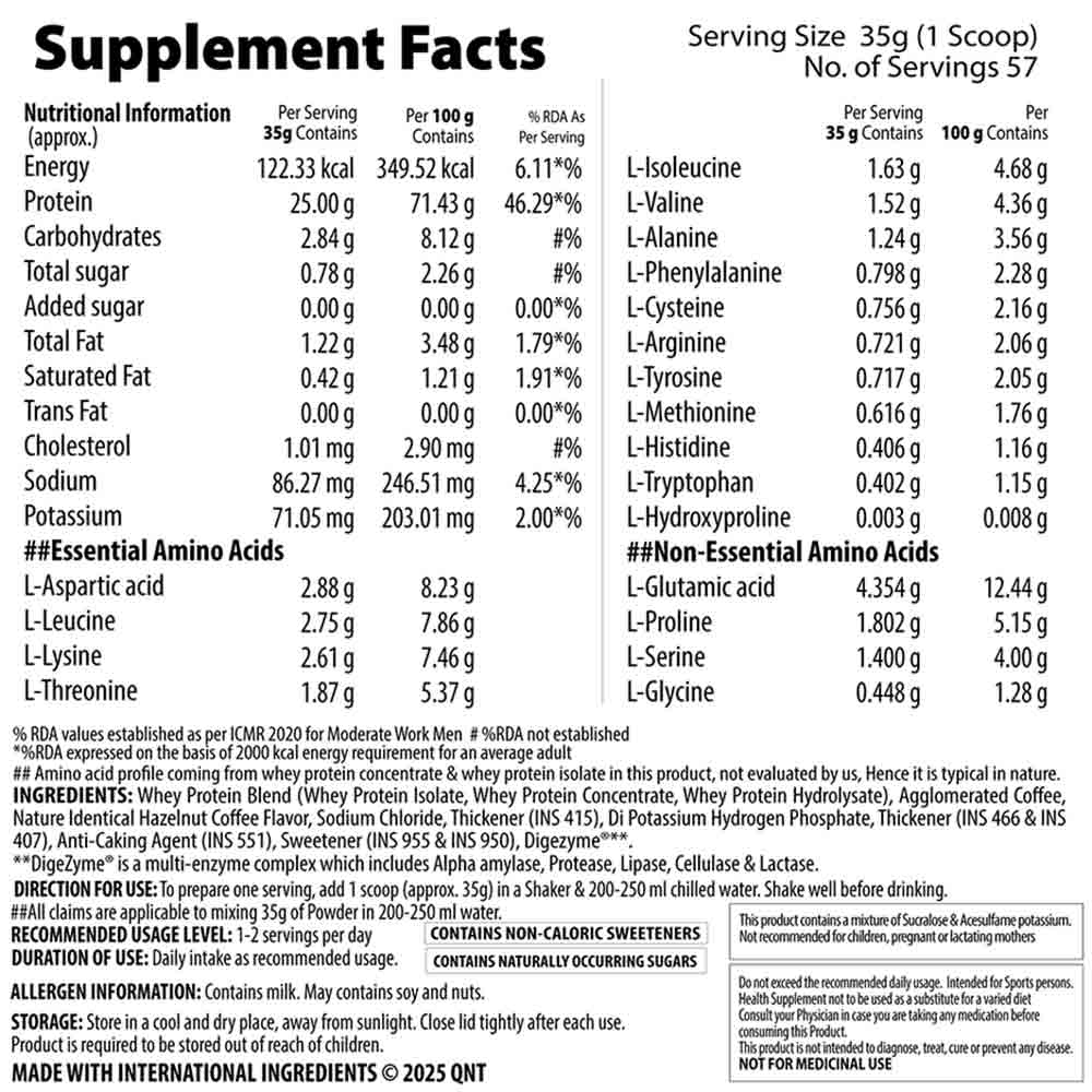 4 - QNT Prime Whey,  4.4 lb  Hazelnut Coffee 