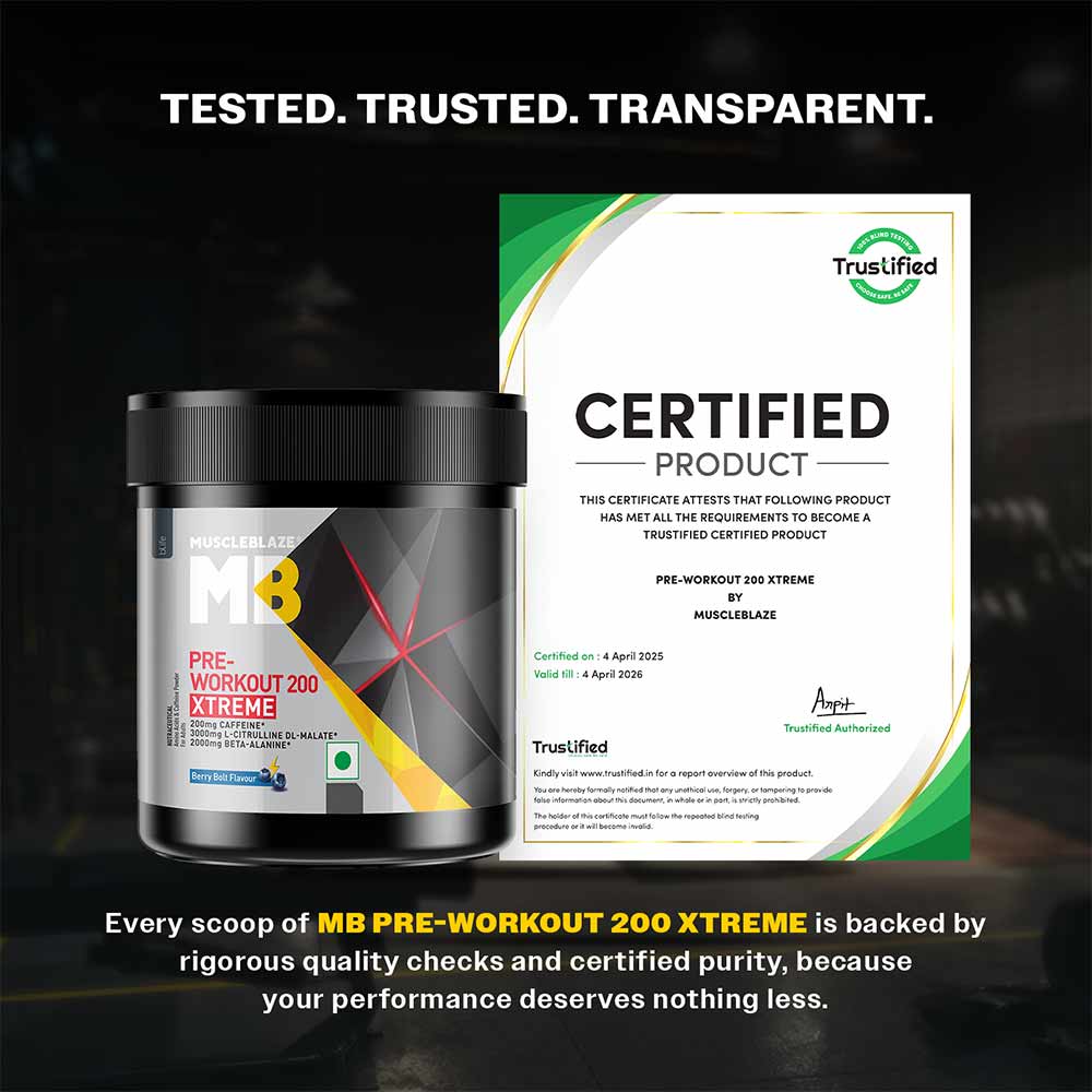 1 - MuscleBlaze PRE Workout 200 Xtreme,  0.44 lb  Berry Bolt