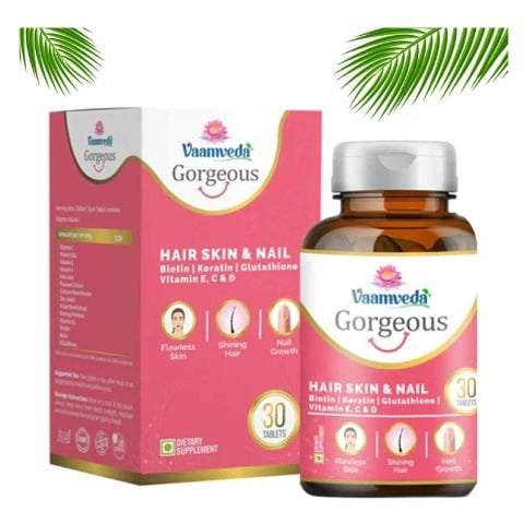 1 - Vaamveda Biotin Keratin L Glutathione Vitamin C E Hair Skin Nail Hair Growth,  30 tablet(s)  Supplements 