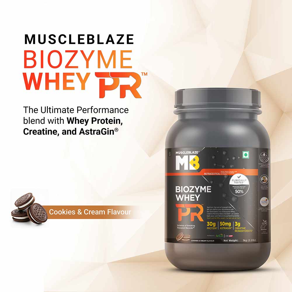 MuscleBlaze Biozyme Whey PR,  2.2 lb  Cookies & Cream