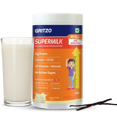 15 - Supermilk Gritzo Growth+ for Girl 10-12 Yrs,  400 g  Creamy Vanilla 