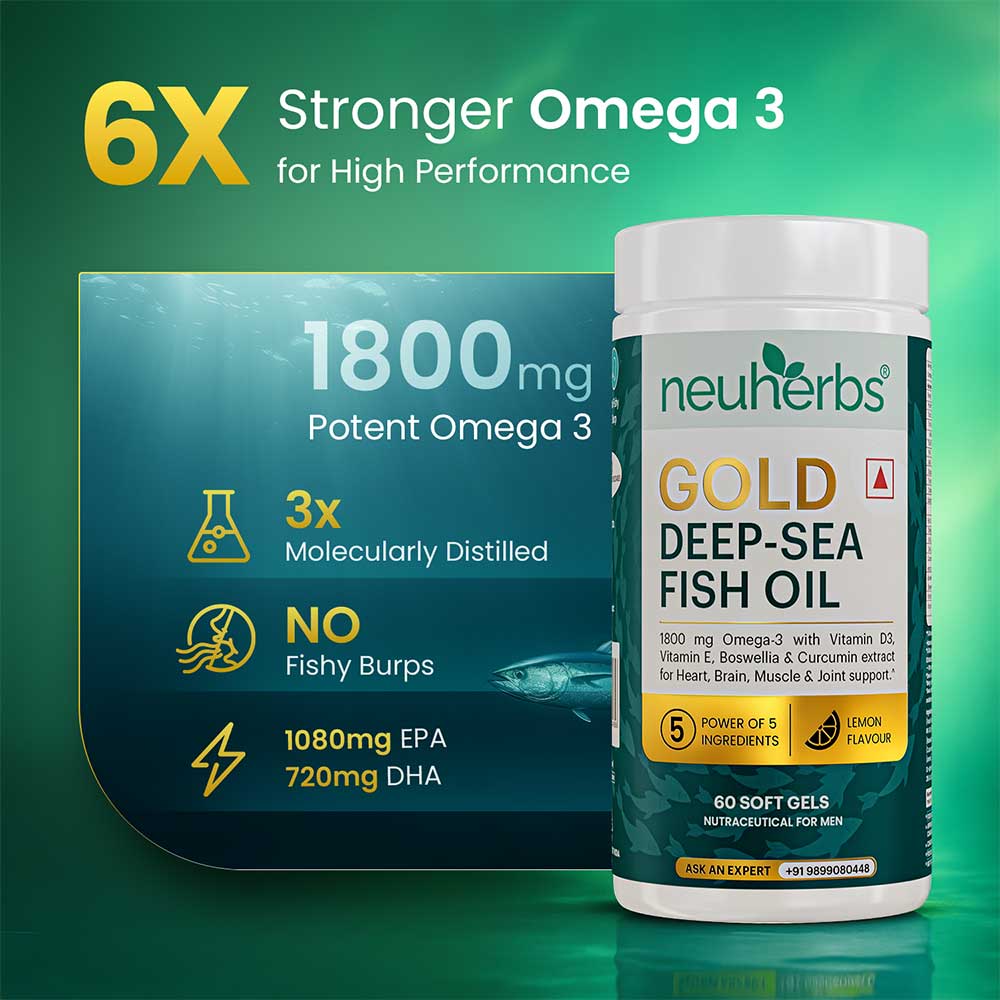 2 - Neuherbs Gold Deep Sea 6X Omega 3 Fish Oil Lemon Flavour,  60 softgels 