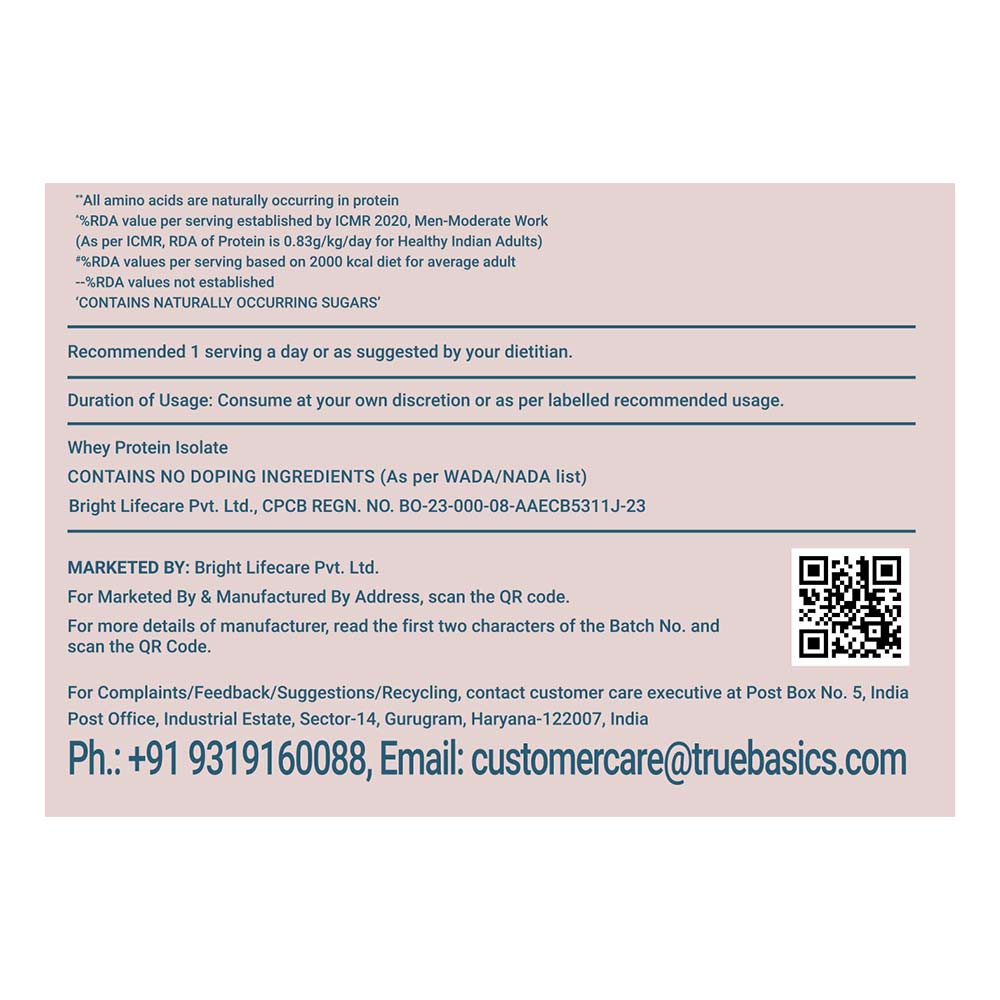 9 - TrueBasics Clean Whey Protein (Isolate),  2.2 lb  Vanilla (Refill Pack)