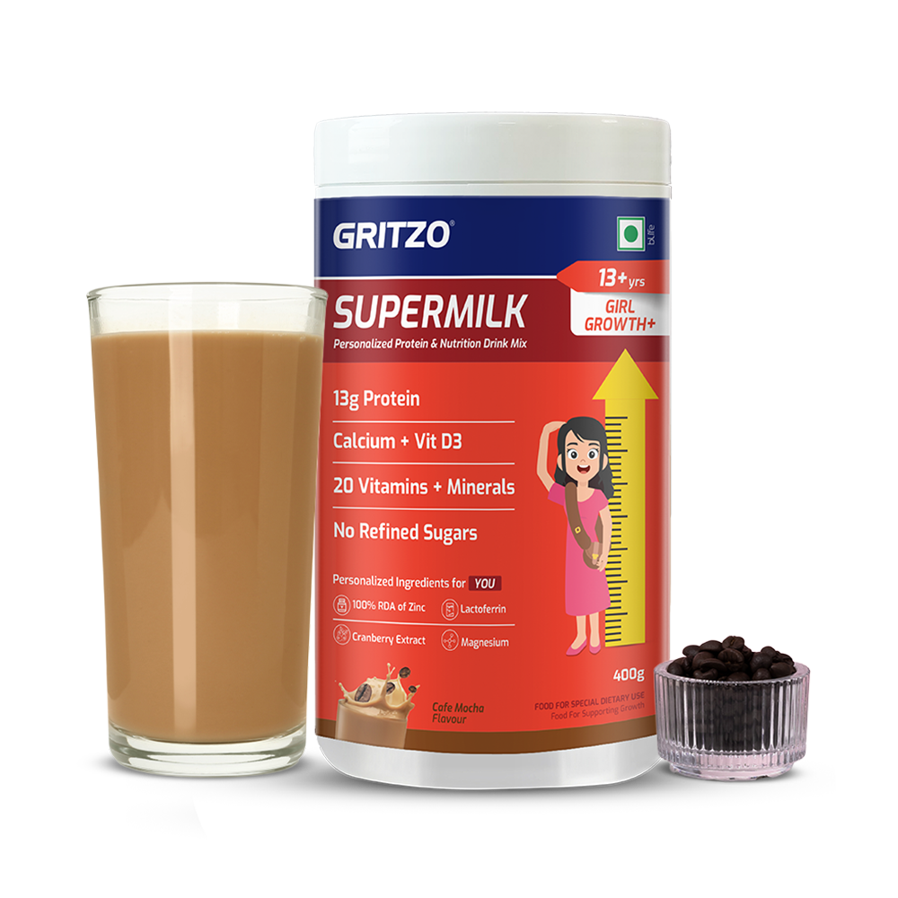 1 - Supermilk Height+ for Girl 13+ years, 400 g Cafe Mocha 13+ Yrs Girl Height+ With Unrefined Sugar