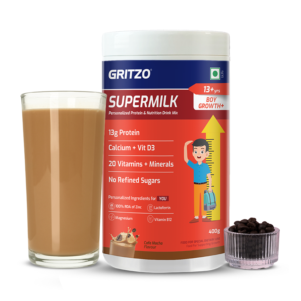 1 - Supermilk Height+ for Boy 13+ years,  400 g  Cafe Mocha  13+ Yrs  Boy  Height+  With Unrefined Sugar 