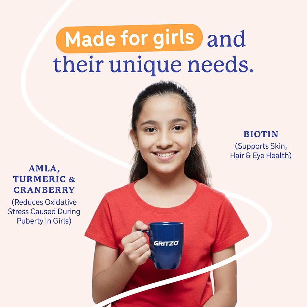 4 - Supermilk Gritzo Overall Growth for 7-12 Yrs Girls Protein & Nutrition Drink Mix,  400 g  Double Chocolate