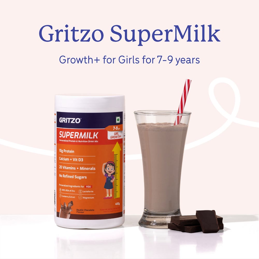 3 - Supermilk Gritzo Growth+(Formerly Height+) for Girl 7 to 9 years, 400 g Double Chocolate