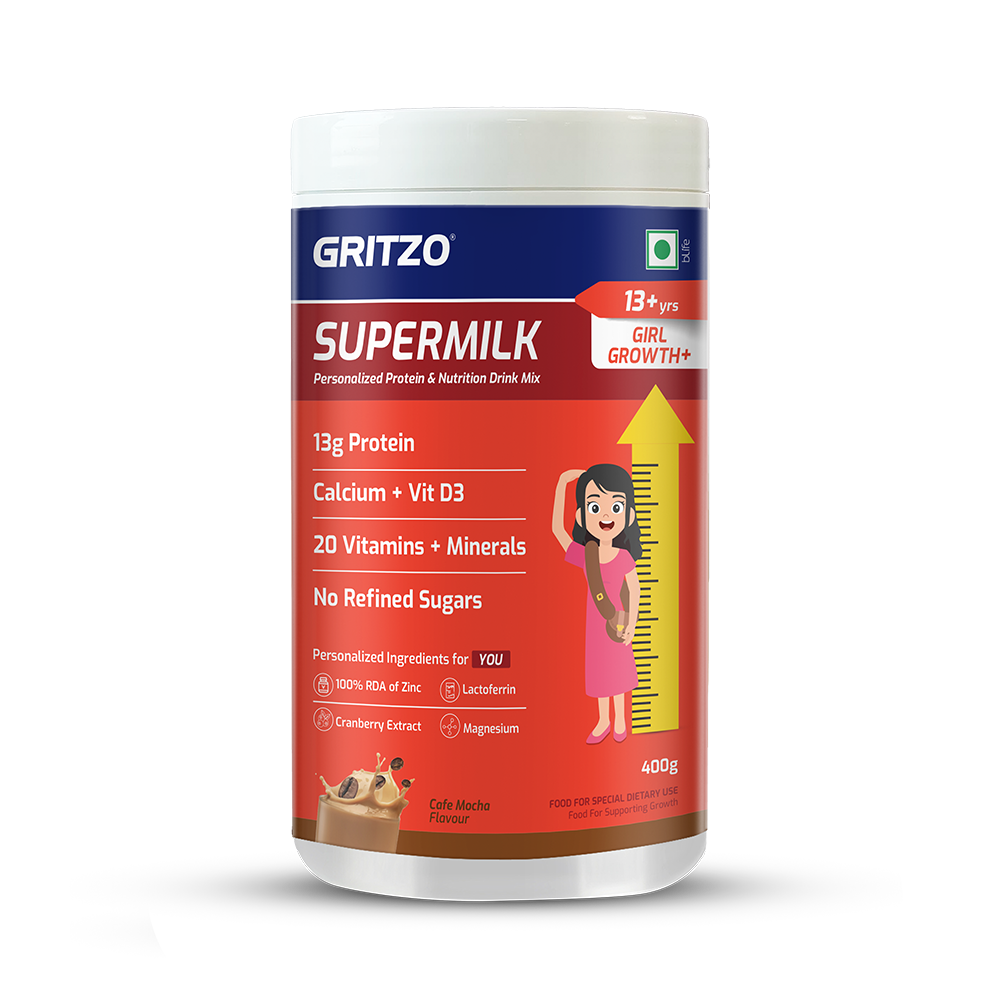 Supermilk Growth+(Formerly Height+) for Girl 13+ years, 400 g Cafe Mocha 13+ Yrs Girl Growth+(Formerly Height+) With Unrefined Sugar