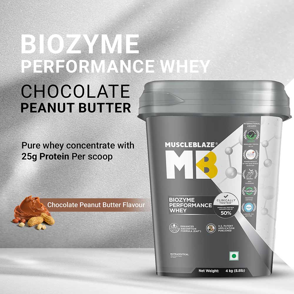 2 - MuscleBlaze Biozyme Performance Whey,  8.8 lb  Chocolate Peanut Butter