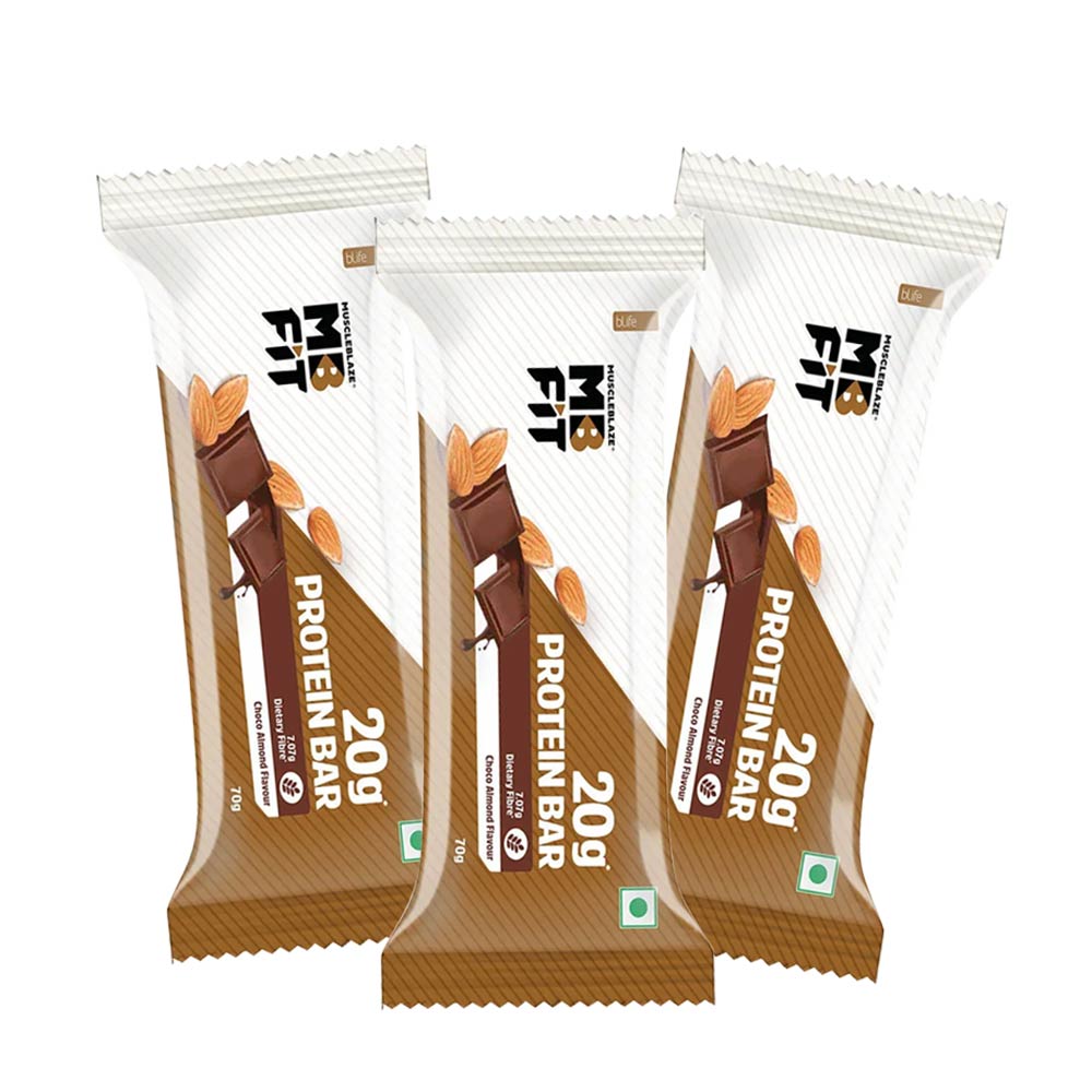 10 (4 - MuscleBlaze Protein Bar (20 g Protein),  3 bar(s)  Choco Almond