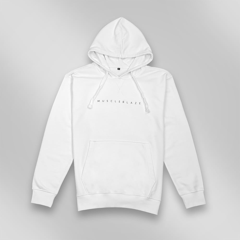 4 - MuscleBlaze Z Verse Oversized Solid Hoodie,  White  Medium