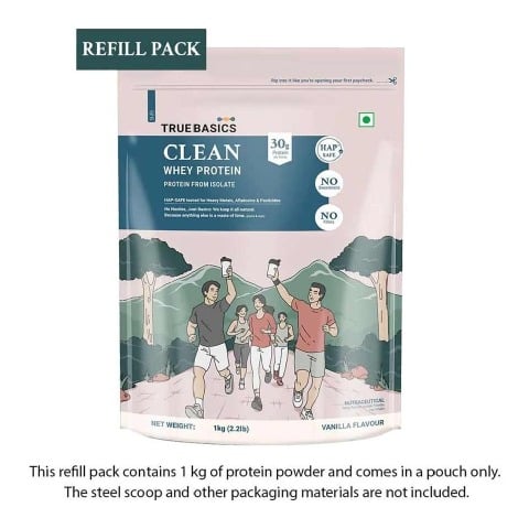 TrueBasics Clean Whey Protein (Isolate),  2.2 lb  Vanilla (Refill Pack) 
