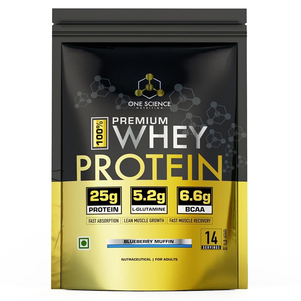 1 - One Science 100% Premium Whey Protein,  1 lb  Blueberry Muffin 