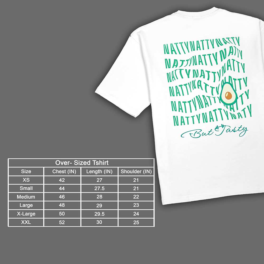 MuscleBlaze Natty But Tasty Avocado Oversized Solid T-Shirt,  X-Small  White