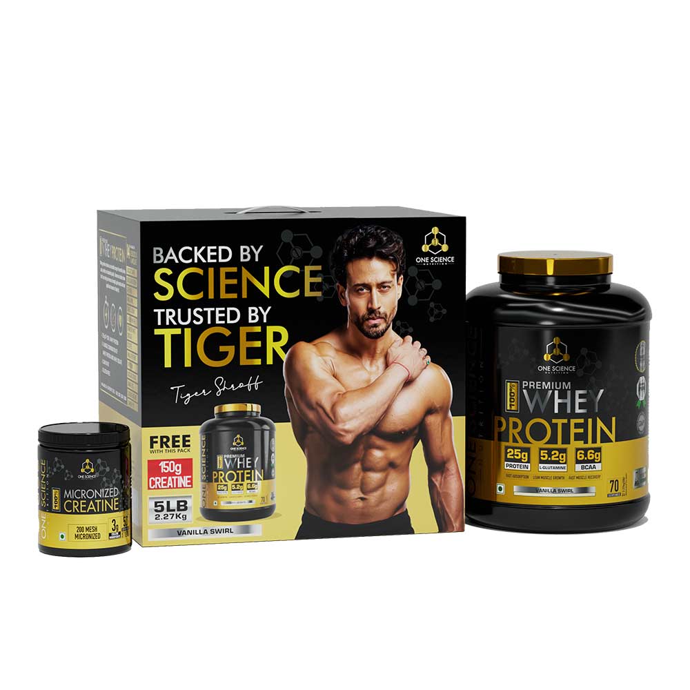 2 - One Science 100% Premium Whey Protein,  5 lb  Vanilla Swirl - with Free 150g Creatine 