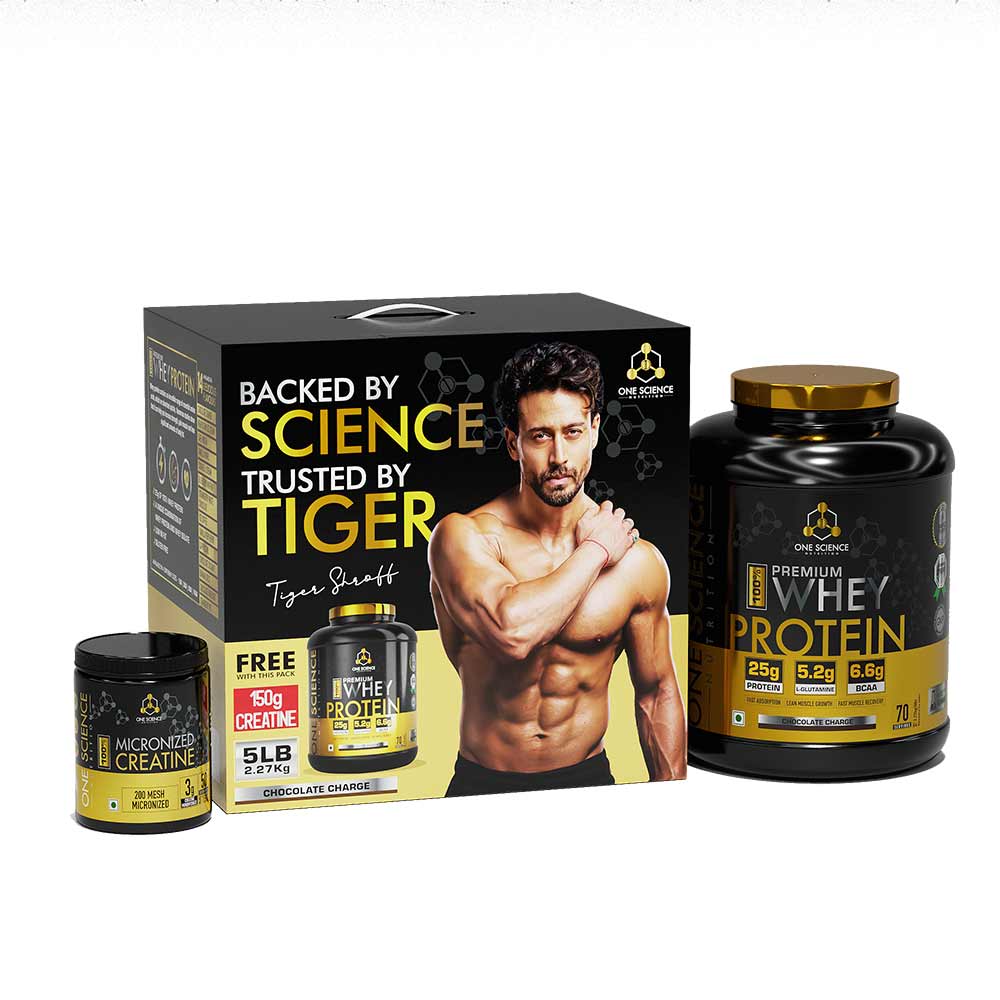 2 - One Science 100% Premium Whey Protein,  5 lb  Chocolate Charge - with Free 150g Creatine 